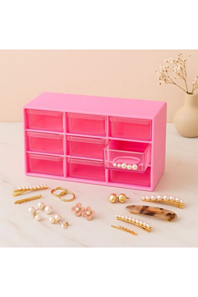 YzHome Plastik Çekmeceli 9 Bölmeli Organizer Takı Toka Aksesuar Saklama Düzen...