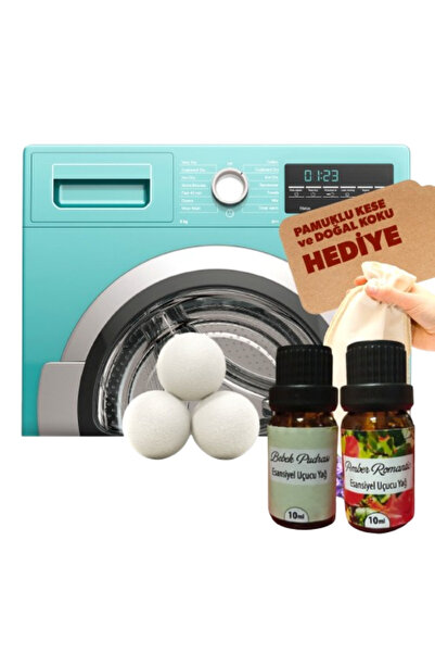 Topimania Yün Kurutma Topları 3 Adet Xxxl Doğal Yerli Üretim Çamaşır Yün Kurutma Topu 2 Adet 10 ml Esans - Kurutma Makinesi Için