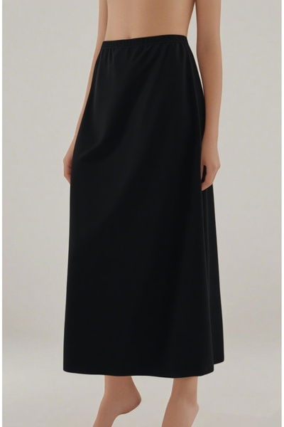 Lorelm Battal Tam Boy Jüpon Uzun Etek Astarı Siyah Renk Jipon