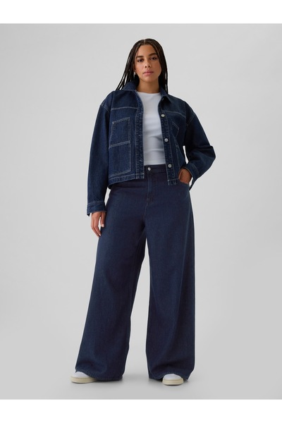 GAP Kadın Lacivert Mid Rise UltraSoft Baggy Jean Pantolon