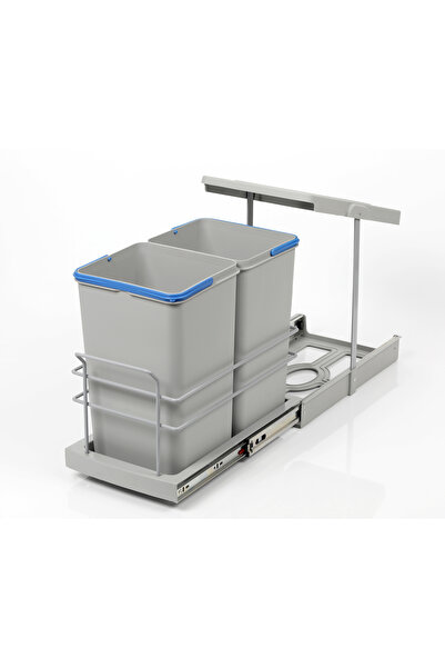 EGETAMAŞ P9152 Telescopic Rail Trash Can 12+12Lt Gray