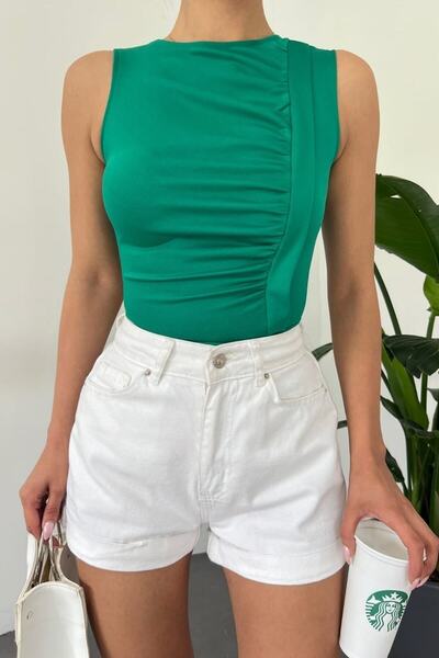 lovebox Жіночий в'язаний креп-тканинний блуз без рукавів, зелений, 5069