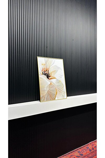 Tablomtr Beyaz Düş - Dijital Baskılı Gold Metal Çerçeveli Gerçek Camlı Tekli Dekoratif Tablo