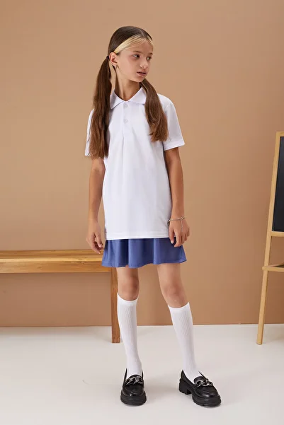 Cansın Mini Girls Polo Collar Short Sleeve School T-Shirt 21411