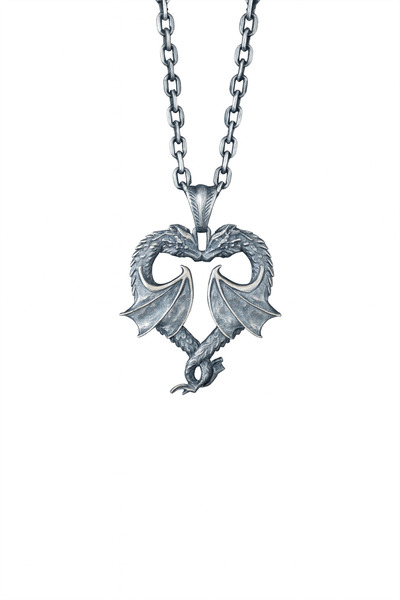 CHARMORA JEWELRY STUDİO قلادة من الفضة الإسترليني عيار 925 على شكل قلب التنين...