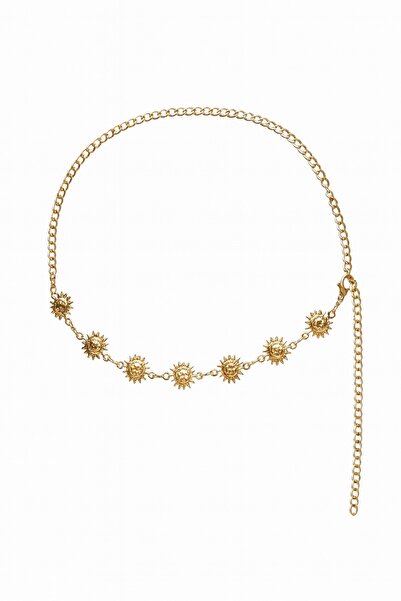 coaksco Kadın Gold Renk Güneş Figürlü Vücut Zinciri , Vücut Aksesuarı , Bel Zinciri , Plaj Takısı , Kemer