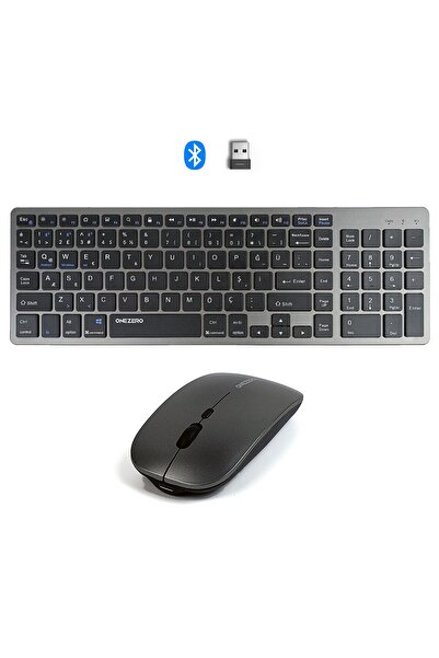 Apera MT15 Mac Uyumlu Kablosuz Multimedya Klavye Mouse Set Q Türkçe 3 Kanal Bluetooth + USB Alıcılı