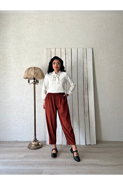 KÜÇÜĞÜM BUTİK Brick Color Velvet Trousers