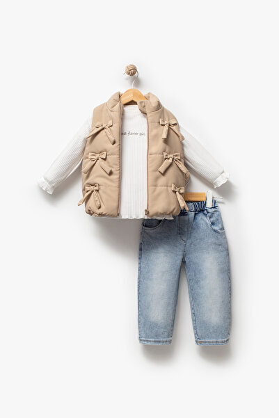 Jikko Baby 3-Piece Baby Girl Set with Bow and Inflatable Vest 9072