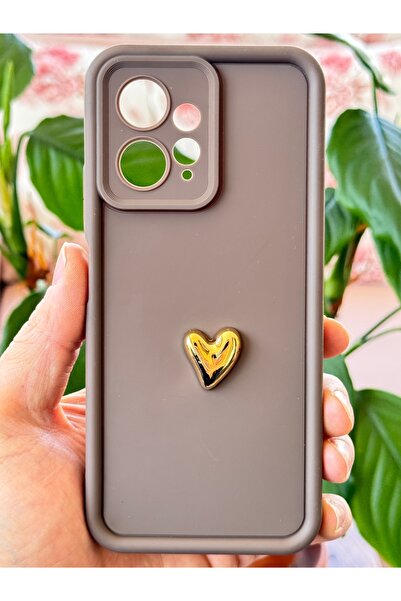 Fibaks Case for Xiaomi Redmi Note 12 3D Heart Design Brown Pattern Soft Camera Protect Cover