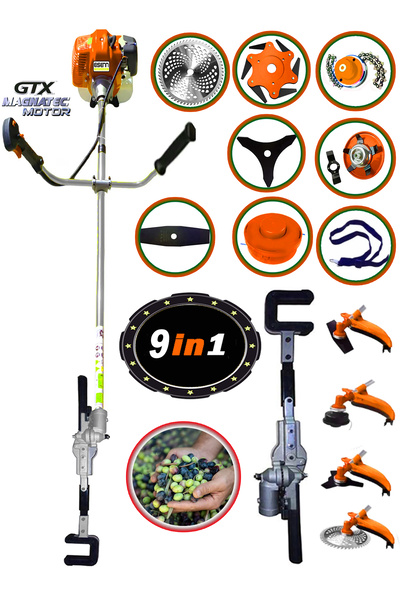 Eisenn 2000 Seri Yan tipi Benzinli Motorlu Tırpan + Zeytin Badem Hasat Makinası 10 Parça Özel Set