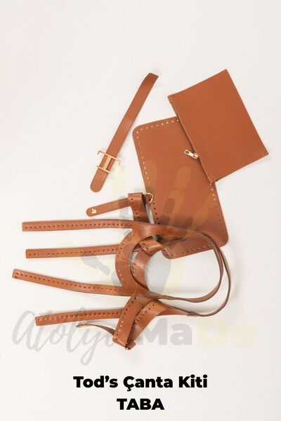 Atölye MaDe Tods Çanta Kiti Deri Örgü Kiti Taba Renk (Sadece deri kit fiyatıdır, ip dahil değildir)