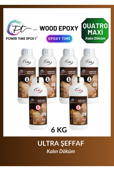 POWER TIME EPOXY 6 Kg Wood Epoxy Quatro Maxi/ Kalın Döküm Ultra Şeffaf Epoksi...