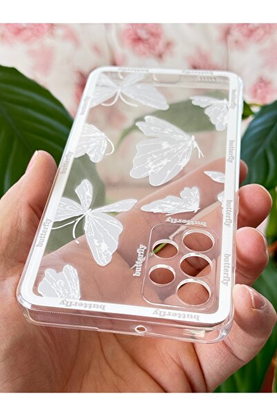 Fibaks Galaxy A32 Uyumlu Kılıf Tasarımlı Desenli Kamera Korumalı Şeffaf Kelebek Esnek Yumuşak Silikon Kapak