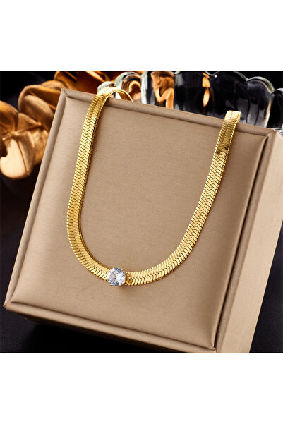 Eva Grace Κολιέ Kara, χρυσό, από ανοξείδωτο ατσάλι επιχρυσωμένο 18K, με μεντα...