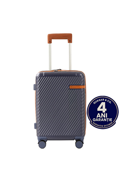 Quasar & Co. Troler cabina 56x38x23cm, bagaj de mana, troller cu cifru,geamantan cu 4 roti,valiza ABS, albastru