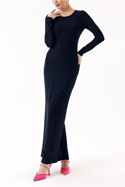 SOCIETA Lacivert Kurdela detaylı simli dar elbise 94442