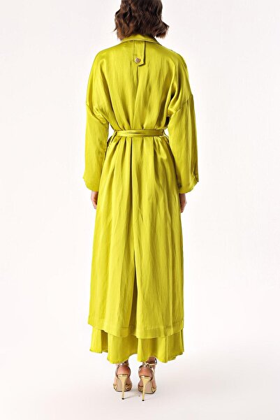 SOCIETA Yeşil Yanları düğmeli salaş trençkot 20403