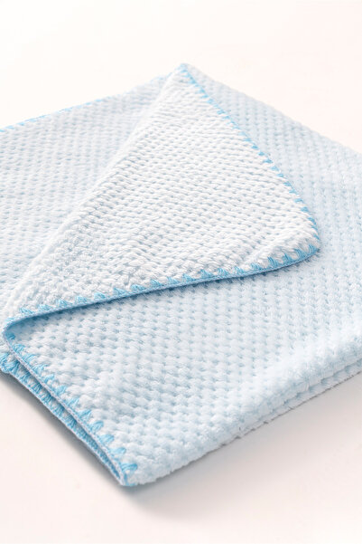 MAHFEL 100% Polar Jacquard Patterned 1St Class Baby & Kids Blanket Blue