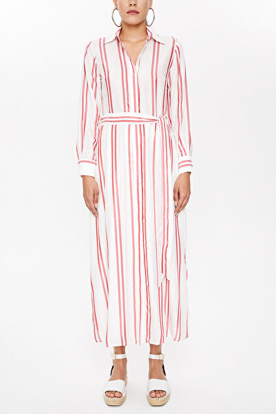 SOCIETA Kırmızı Çizgili uzun elbise 92879