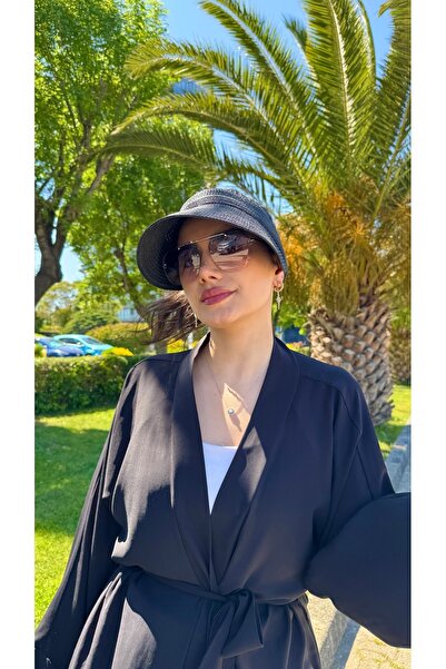 Luminos Butik Siyah Arkası Lastikli Hasır Vizör Şapka HSR2089