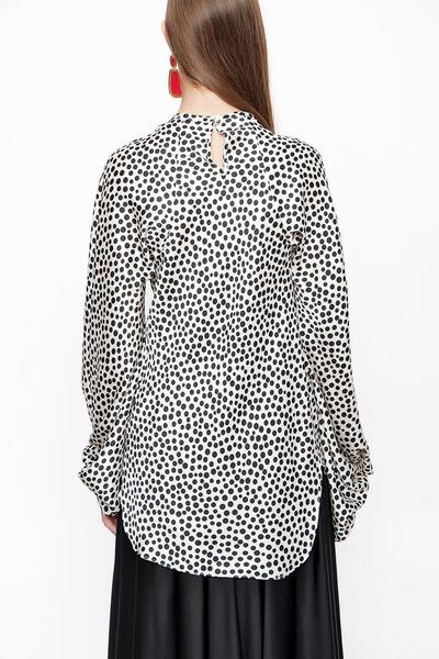 SOCIETA Puantiyeli Kolları büzgülü bluz 19833