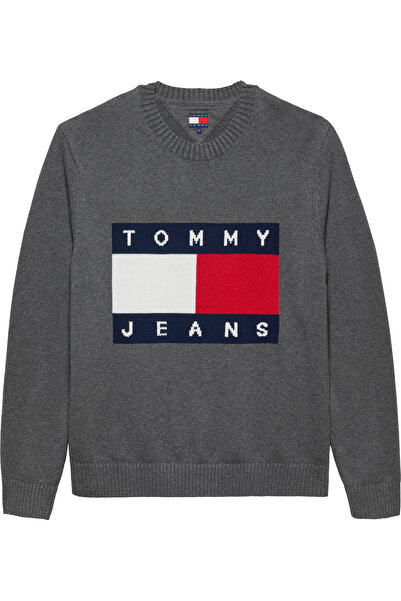 Tommy Jeans % 100 Pamuk Regular Fit Bisiklet Yaka Logolu Kazak Erkek KAZAK DM0DM22105 PU2