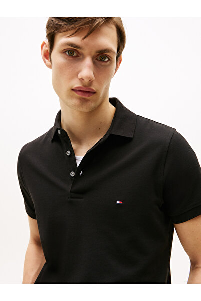 Tommy Hilfiger Erkek Siyah Polo Yaka T-Shirt MW0MW17771 BDS
