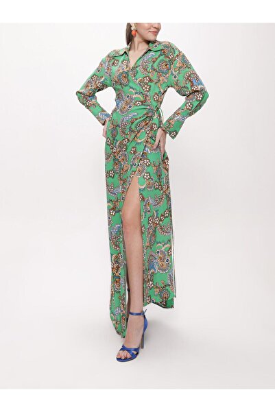 SOCIETA Yeşil Anvelop kapama uzun elbise 94177
