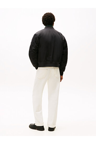 Tommy Hilfiger Erkek Marka Logolu Full Fermuarlı Yuvarlak Yakalı Çift Cepli Şık Görünümlü Siyah Mont