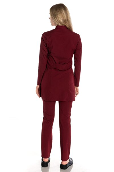 TIPMOD Likralı Bordo Tunik Tesettür Takım Hemşire Forması