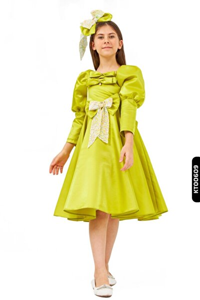 Belladonna Bohçalı Balon Kollu 2li Kız Çocuk Elbise 6-14 Yaş 6567