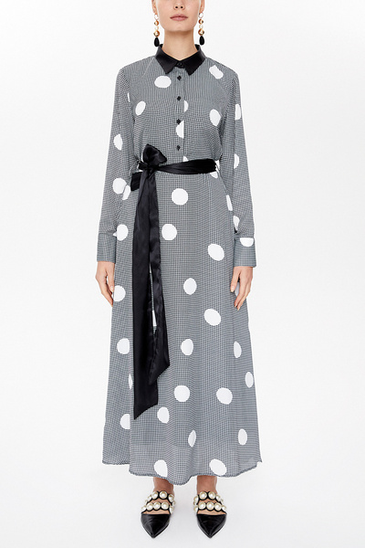 SOCIETA Siyah Uzun kemerli uzun elbise 92974