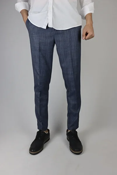 inpool Men's Plaid Patterned Polyviscon Trousers