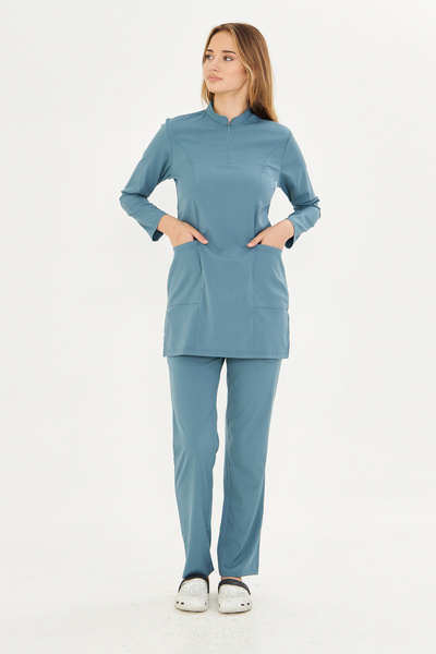 TIPMOD Petrol Likralı Tesettür Scrubs Takım