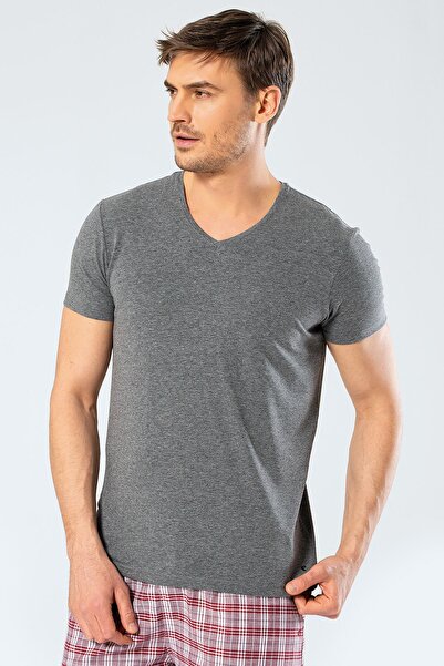 Cacharel Ανδρικό μπλουζάκι Lycra με λαιμόκοψη 1332/Anthracite