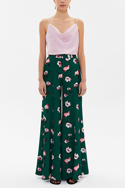 SOCIETA Yeşil Yüksek bel bol paça pantolon 41327