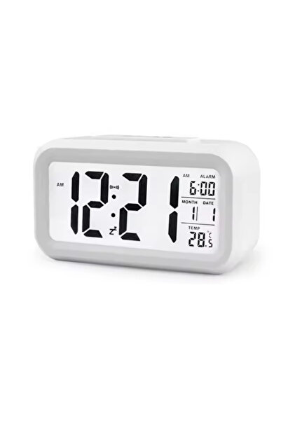 Şeker Ofisi Dijital Masa Saati - Fotoselli, Alarmlı, Işıklı, Termometre ve Takvim İçeren Çalar Saat Gece Işıklı