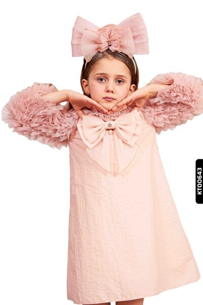 Belladonna A-Line Form Girl's Dress - Age 3-10, Bundled, Gathered Sleeves, Clown Collar 6539