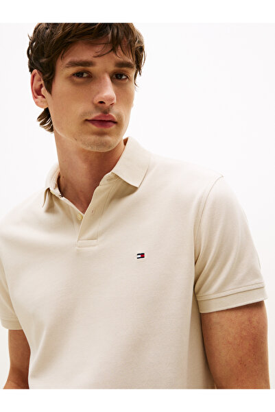 Tommy Hilfiger Erkek Ekru Polo Yaka T-Shirt MW0MW17770 ACG