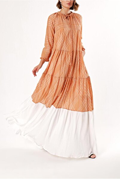 SOCIETA Kahve Büzgülü bol kesim elbise 93454