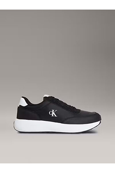 Calvin Klein Erkek Rahat Yüksek Taban CK Logolu Deri Siyah Sneaker YM0YM01370-0GM