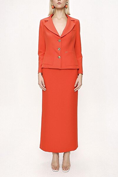SOCIETA Kırmızı Uzun etek ve blazer ceketli ikili takım 12281