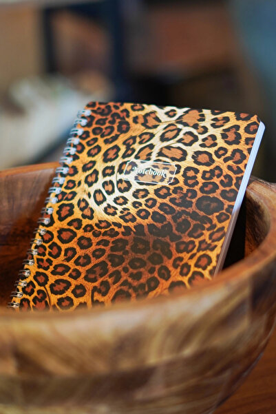 DİVAL A5 Spiral Cardboard Cover Set of 2 Checkered Lesson Plan Notepad School Notebook - Leopard, Zebra