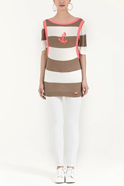 SOCIETA Bej İpek garnili örme bluz 18727