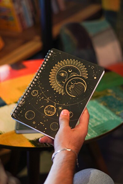 DİVAL A5 Spiral Cardboard Cover Set of 2 Checkered Lesson Programmed Note School Notebook - Galaxy