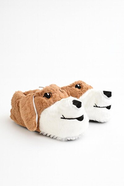 MODAONN Unisex Yetişkin Köpek Figürlü Peluş Panduf Ev Pandufu Ev Botu