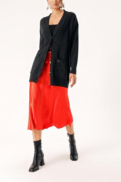 SOCIETA Antrasit Yün ve kaşmir karışımlı hırka 28832