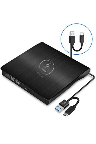 alfalink Harici Dvd Rw External Taşınabilir Ultra Ince USB+Type-C 3.0 Cd/dvd Optik Okuyucu