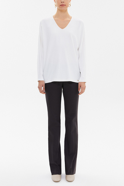 SOCIETA Beyaz V yaka bol kesim bluz 19784